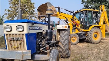 Jcb 3dx Eco Excellence Backhoe Machine Loading Mud In Swaraj 843 XM Tractor | Jcb and Tractor Video