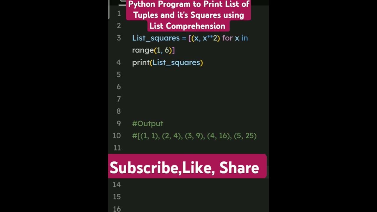 Python Program to Print List of Tuples and it's Squares using List ...