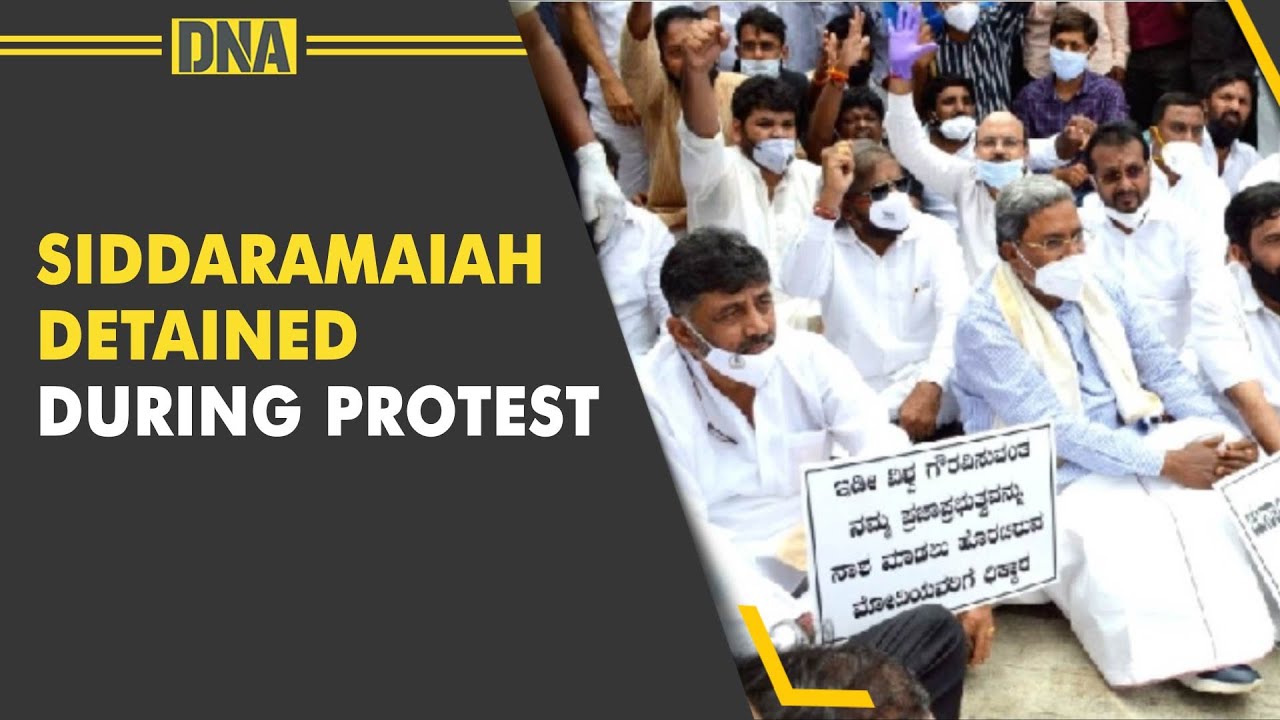 DK Shivakumar, Siddaramaiah detained during protest against Santosh Patil’s death