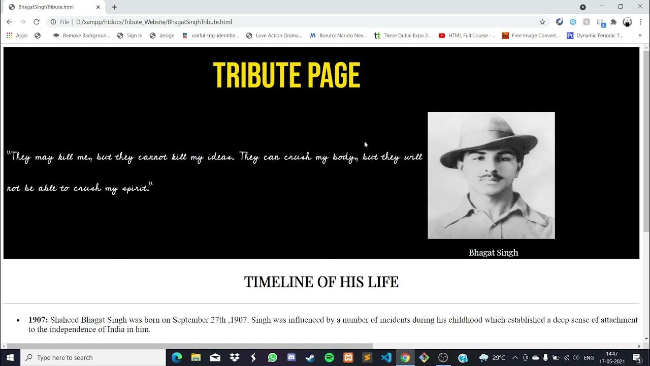 Tribute Page Website made using HTML and CSS - YouTube