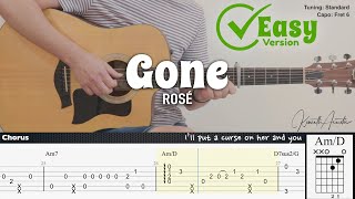 PDF Sample GONE (Easy Version) - ROSÉ guitar tab & chords by Kenneth Acoustic.