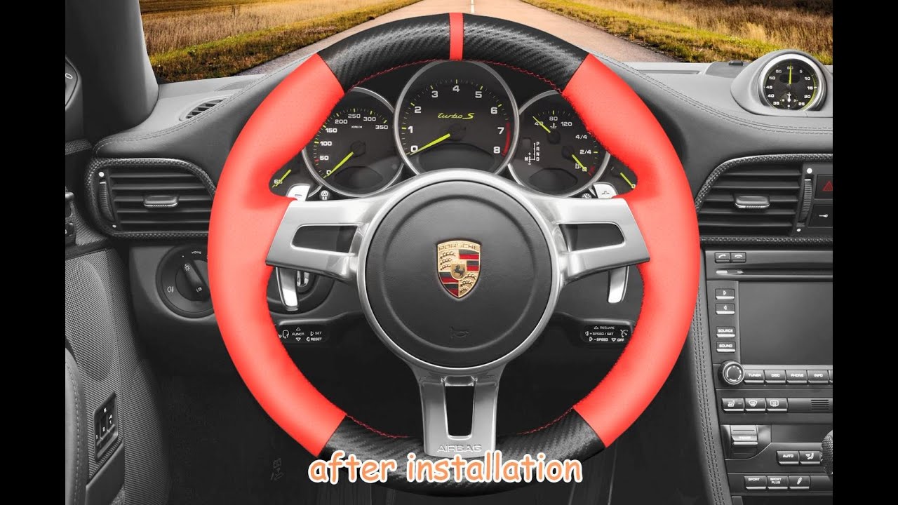 MEWANT---for Porsche 911 Boxster Cayman Cayenne Panamera Car Steering Wheel  Cover Installation