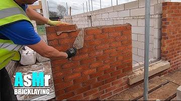 Bricklaying - Building a Pillar On Site | Unintentional ASMR Video