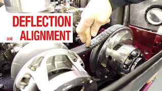 Belt deflection, belt alignment, chalking the clutch. With and without proper tools.