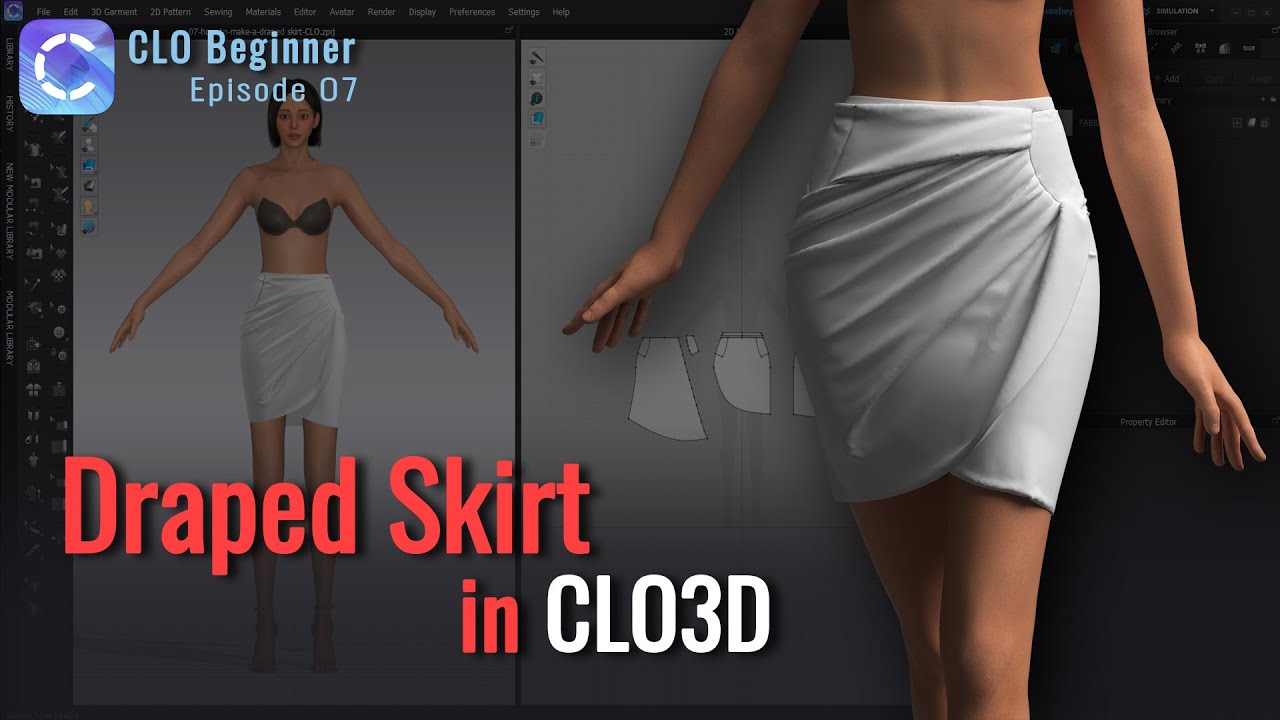How to Model Draped Skirt in CLO 3D - CLO Beginner Episode 07