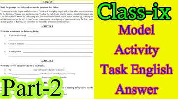 Class 9 Model Activity Task Part 2 | Model English Question Answer