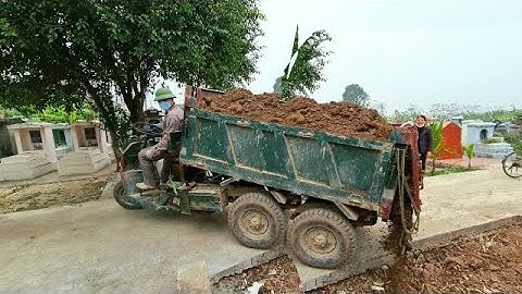 very powerful rudimentary truck | Công nông 1 khối cực mạnh chở cát bốc đầu | máy xúc múc cát