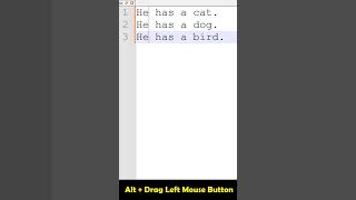 Notepad++ Vertical Block Selection Shortcut - Column Mode