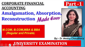 CFA| Part-1| Amalgamation | Absorption | Reconstruction | Basics| Dr. Meenu Chaudhary|
