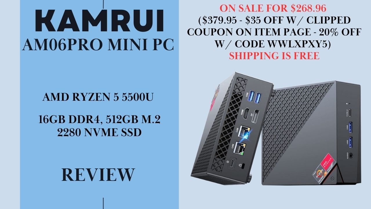 Mini PC AceMagician AM07 - Ryzen 5 5500U, 16 Go de RAM , SSD 512