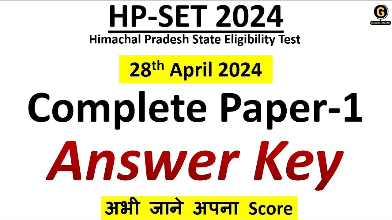 HPSET 2024| Paper-1 Answer Key  28 April 2024|