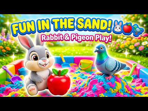 Rabbit and Pigeon Play in Magic Sand! 🐰🕊️ Fun in the Sand for Kids