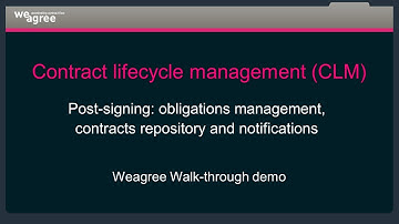 Contract lifecycle management (post-signing), Weagree walk-through demo