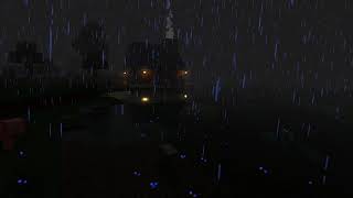 🌧 Minecraft Heavy Rainfall and Lakeshore Cabin Ambience w/music 🌧