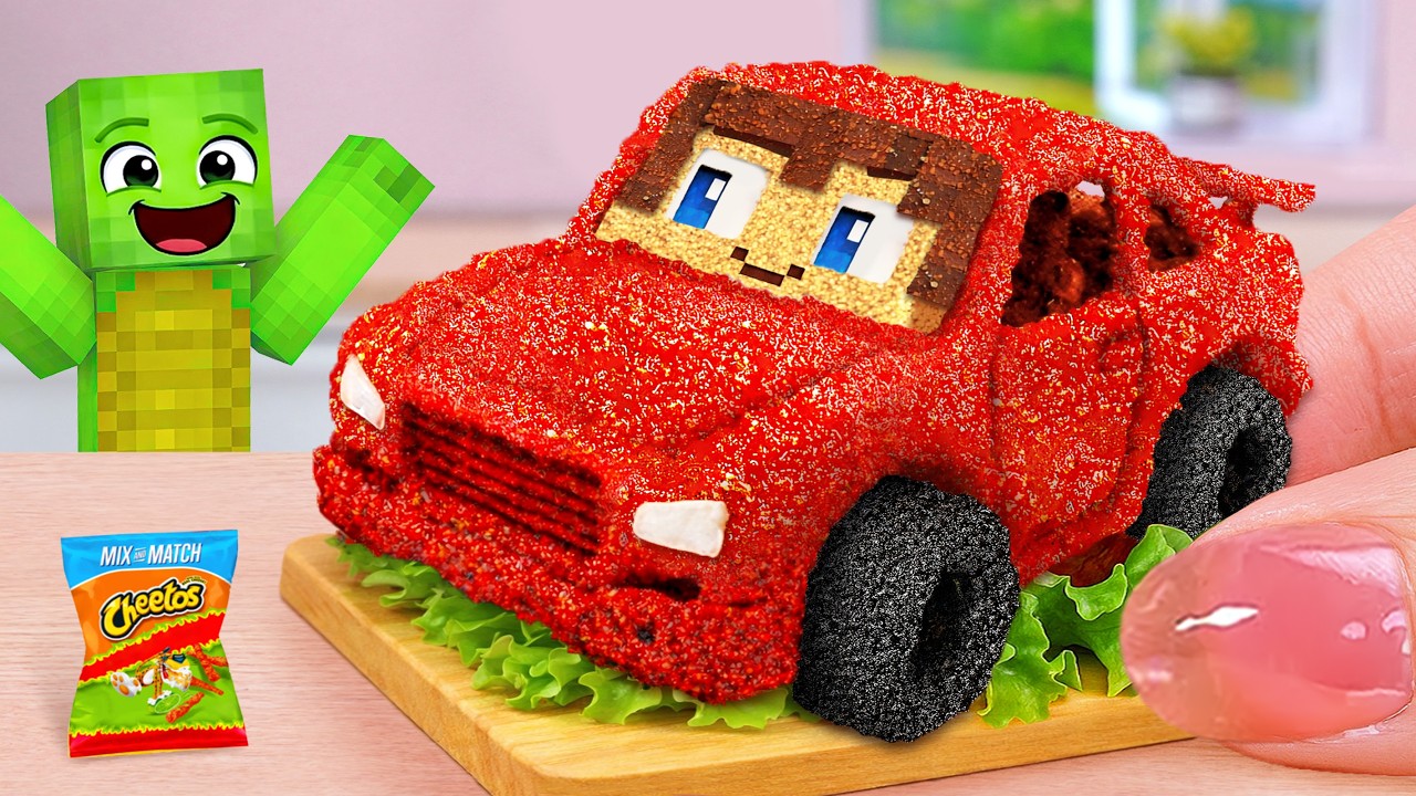 Oh My JJ 😲 How To Make Miniature JJ Car from Cheetos Fried Chicken 🚗🍗 Tina Mini Cooking