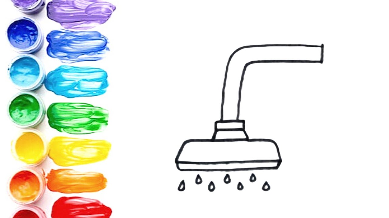 Drawing easy shower step by step How to draw easy Coloring and painting ...