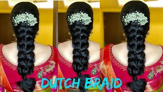 self Dutch Braid hairstyle #braidhairstyles #teluguhairstyles #subscribe #prettynew