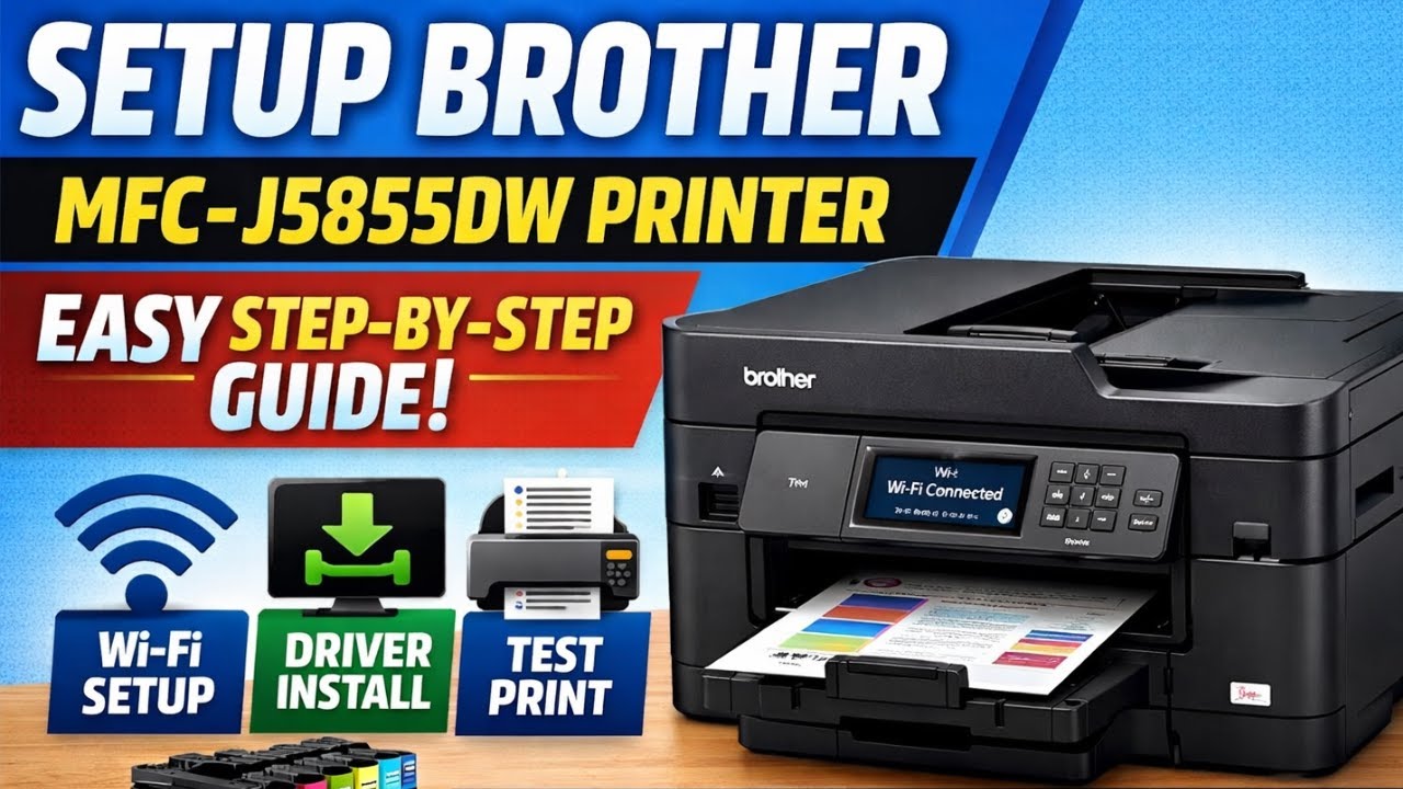 How to Setup Brother MFC-J5855DW Printer | Wireless Installation & Driver Download!