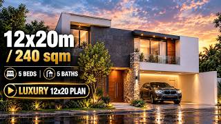 Modern 12x20 House Design | 5 Bedroom 2-Story Plan (240 sqm)