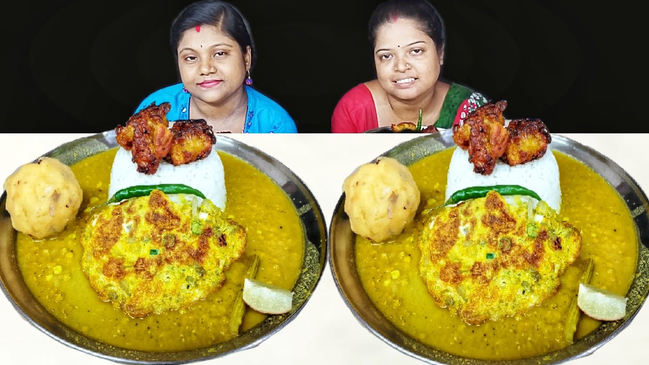 EGG OMELETTE DAL CHAWAL PAKORA ALOO VARTA EATING CHALLENGE // food family & more