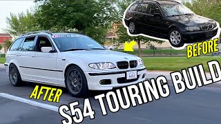 Insane E46 Wagon build in 12 minutes - S54 powered BMW Touring build - Crazy BMW E46 transformation