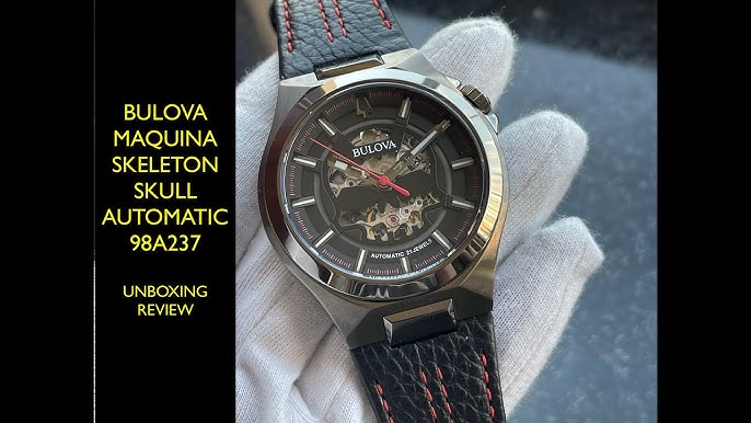 Bulova Maquina Automatic Black Skeleton Watch 98A238 - YouTube