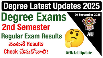 AU Degree 2nd Semester Regular Exams Results Released Official Update Latest AU Degree Results 2025