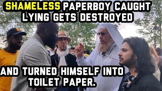 paperboy embarrassed himself by becoming toilet paper in front Sheikh  & Al-Yamani! Speakers Corner