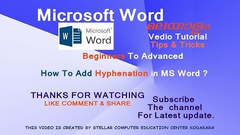 Hyphenation in MS Word  | Automatic and Manual | Malayalam Video.