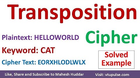 Transposition Cipher Solved Example for Encryption & Decryption in Cryptography Vidya Mahesh Huddar