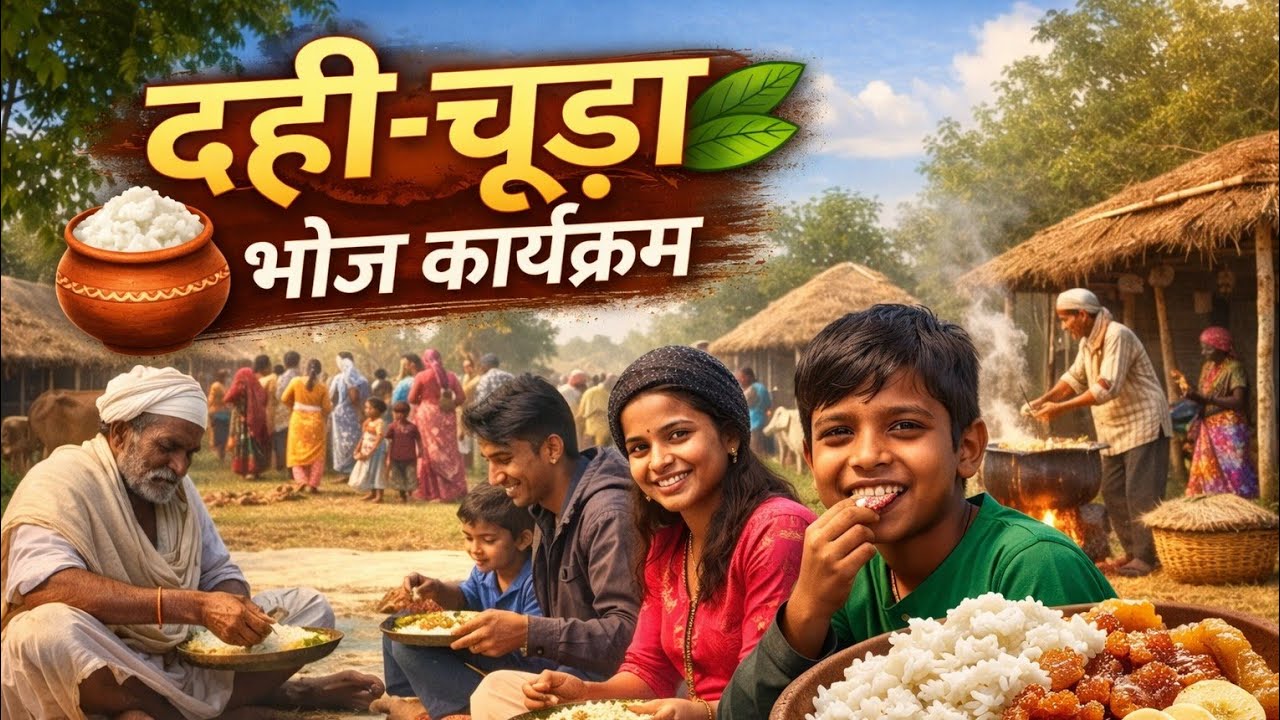 हमारे गाँव का खास दही-चूड़ा कार्यक्रम गाँव की सादगी और दही-चूड़ा का स्वाद# makarsankarnti