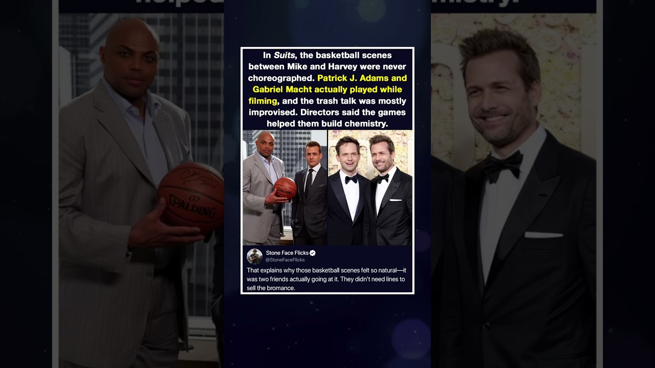 In Suits, the basketball scenes between Mike and Harvey were never choreographed. Patrick J. Adams