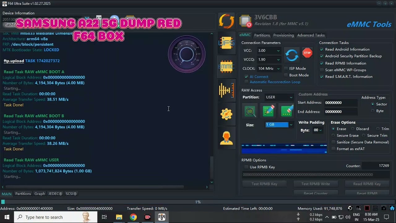 F64💥🔥A22 5g dump read 👍 flash64box