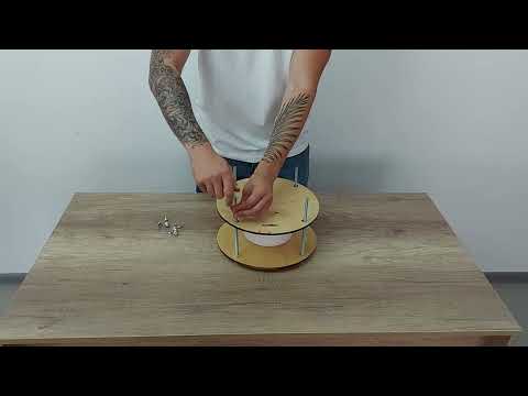 Прес для сиру дерев'яний круглий( Метал.розбірний) Діаметр-28,5 см Висота 20см, видео 1