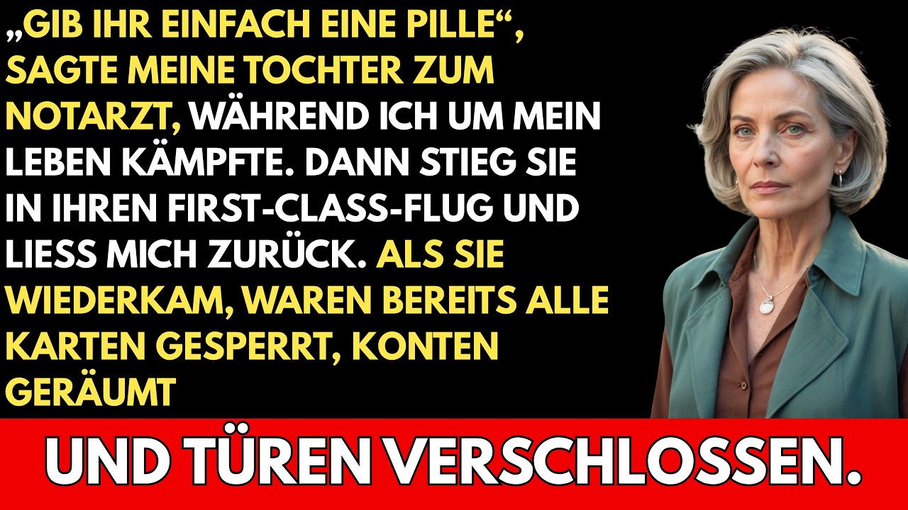Ich lag auf dem Küchenboden, mein Herz raste wie ein rostiger Motor, und mein Telefon klingelte. Meine Tochter war dran. Ich keuchte ins Mikrofon, flehte um Hilfe, und sie sagte: „Gib ihr einfach...