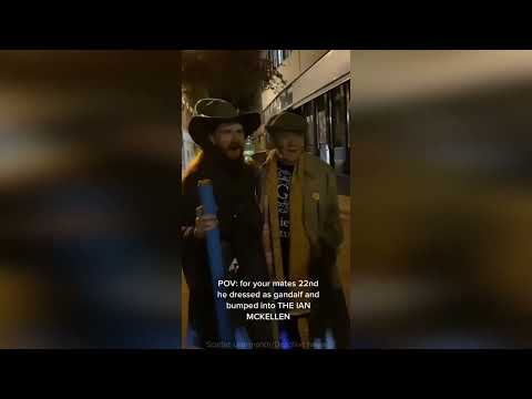 Video captures moment man dressed as Gandalf for birthday bar crawl bumps into Sir Ian McKellen