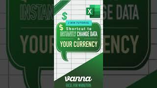 Excel for Marketers🔥  Shortcut to instantly change data to your currency