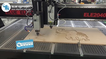 BLUE ELEPHANT 2040 multi spindle cnc router two spindles woodworking on MDF