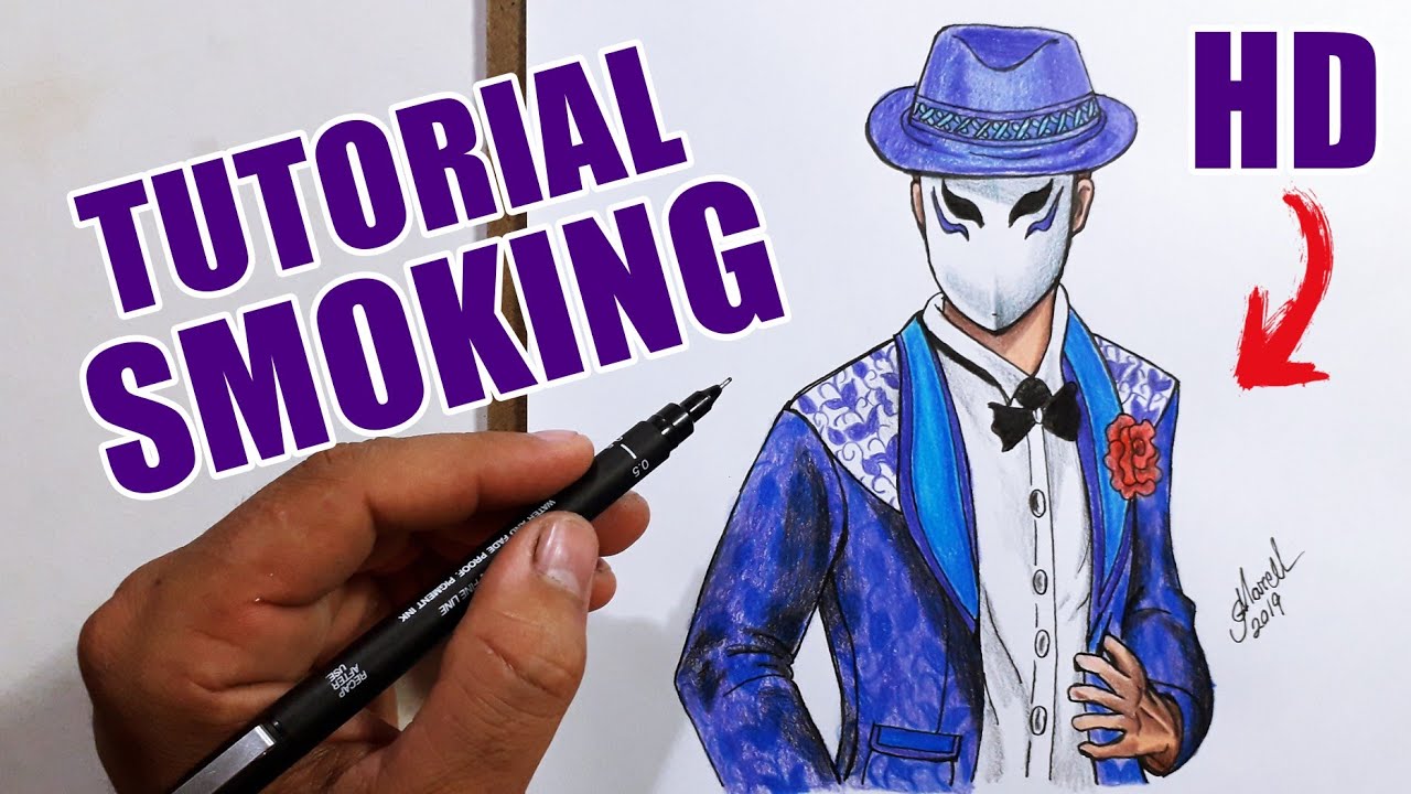 COMO DESENHAR A SKIN SMOKING FREE FIRE - How to Draw Free Fire 