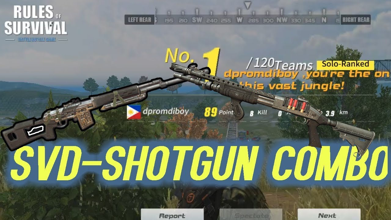 Rules Of Survival - SVD shotgun combo solo win chicken dinner