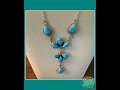White Water Turquoise Dahlia Gemstone Necklace Sterling Silver Chain 16 Inch