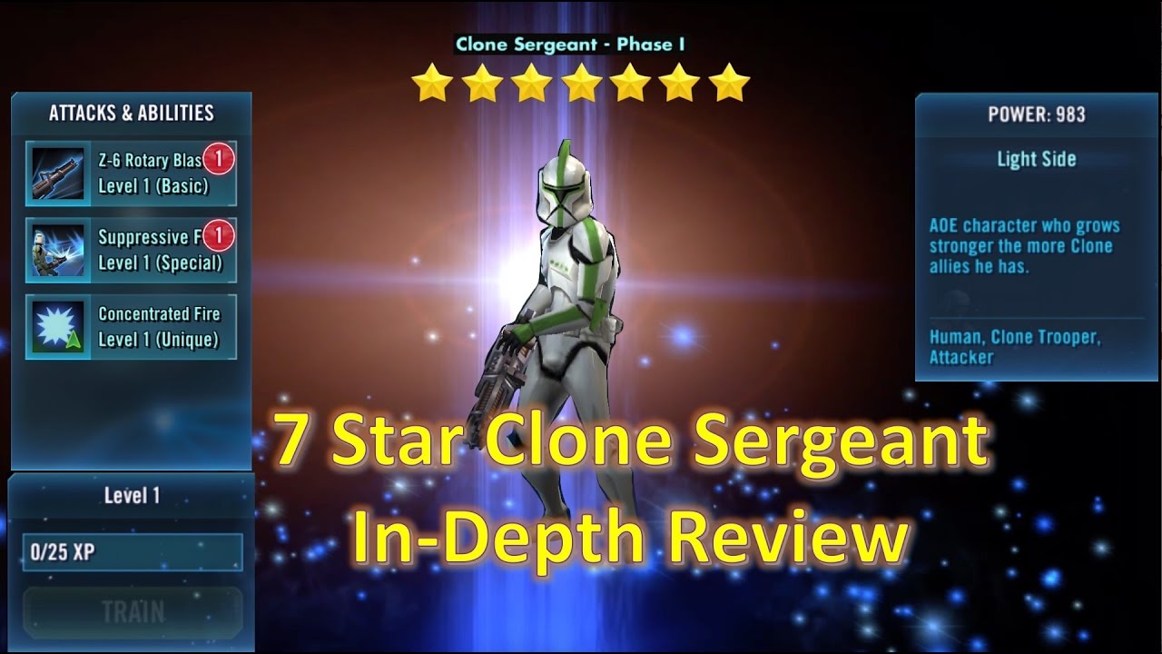clones tierra whack Star Wars Galaxy of Heroes: 7 Star Clone Sergeant - Phase 1 In-Depth Review