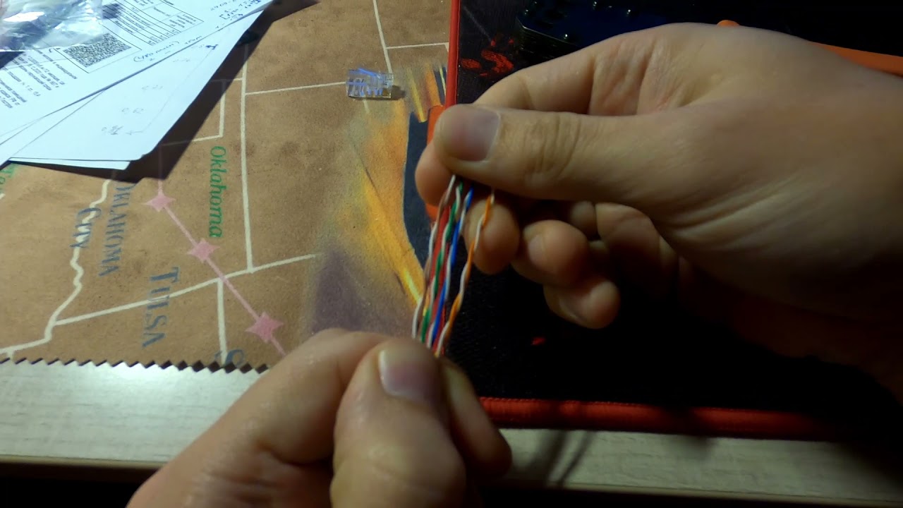 Обжимка UTP RG45 B - YouTube