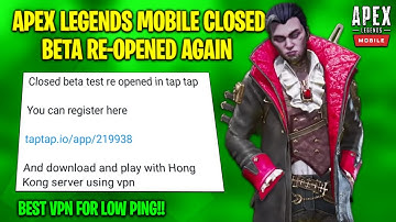 APEX LEGENDS MOBILE 3RD BETA SERVER REOPEN || BEST VPN FOR LOW PING
