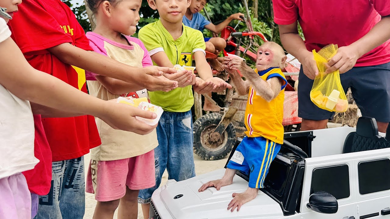 Bibi gives children meaningful candy from Dad after a business trip!