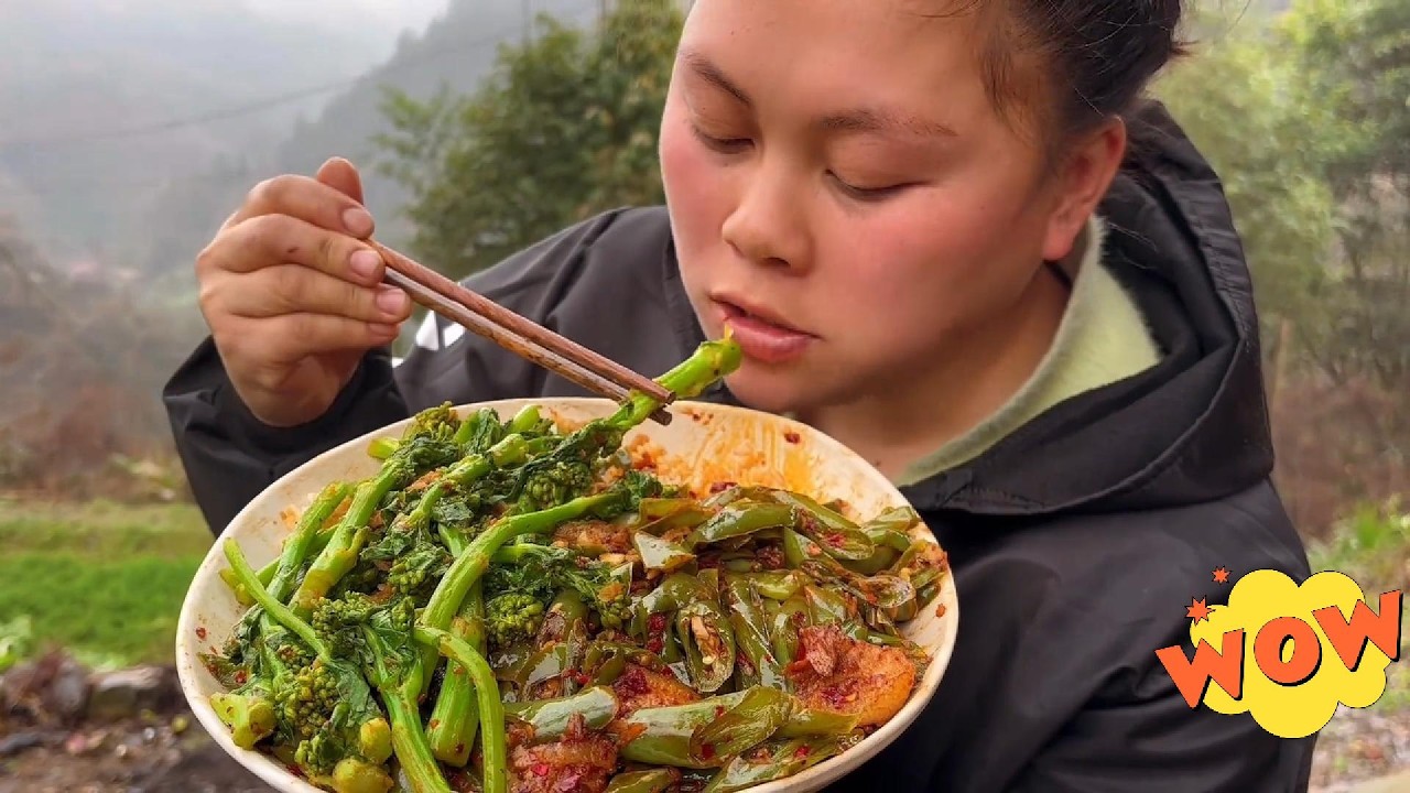 Village Girl Cooking Fresh Bok Choy with Chilli – A Simple Countryside Side Dish