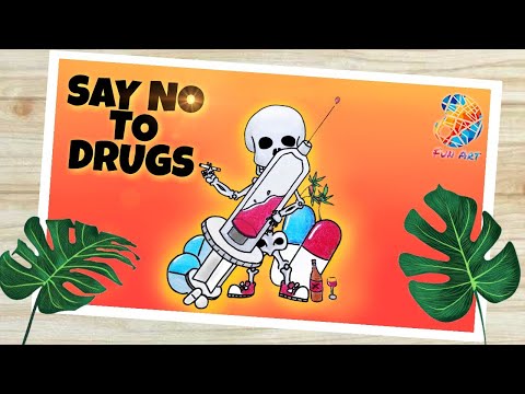 Cara Menggambar Poster Anti Narkoba, Cara Menggambar Poster Narkoba, How To Draw Stop Drugs Drawing.