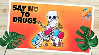 Cara Menggambar Poster Anti Narkoba, Cara Menggambar Poster Narkoba, How To Draw Stop Drugs Drawing.