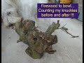 Woodturning firewood into a bowl