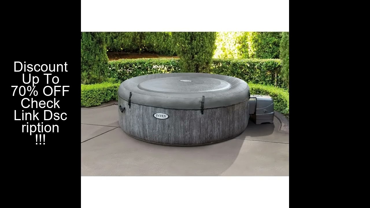 4 Person Inflatable Hot Tub with 140 Bubble Jets Energy Efficient Heater and Colorful LED Lights